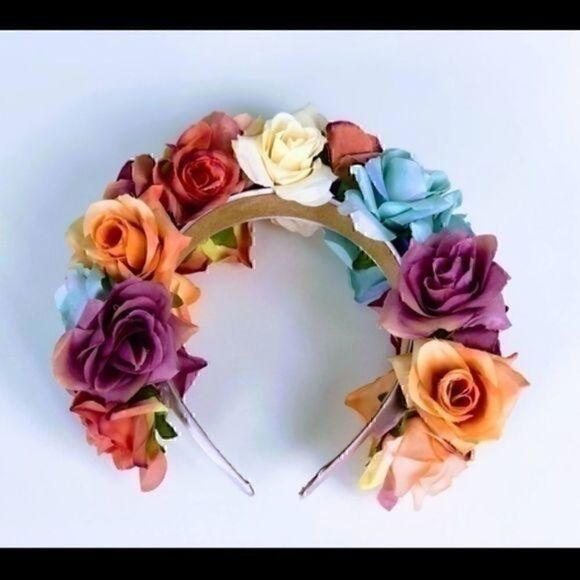 Stunning Handmade Colorful/Pastel Spring Rose Goddess Flower Crown main image 4